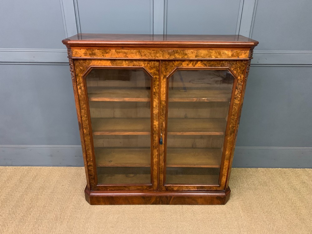 Victorian Burr Walnut Glazed Bookcase