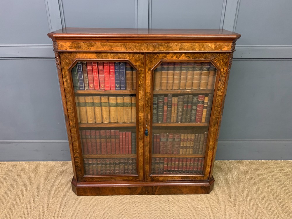 Victorian Burr Walnut Glazed Bookcase View II