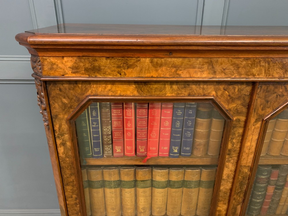 Victorian Burr Walnut Glazed Bookcase View IV