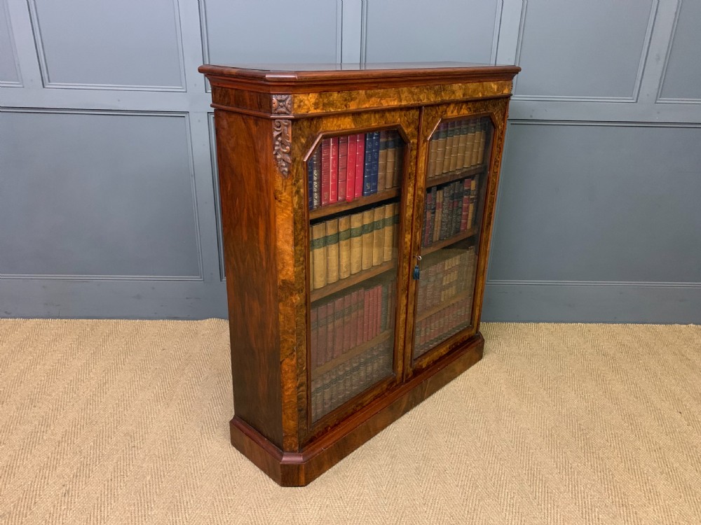 Victorian Burr Walnut Glazed Bookcase View VI
