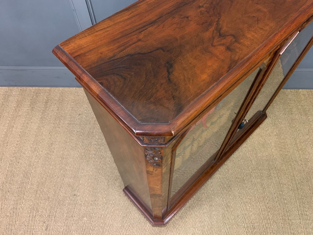 Victorian Burr Walnut Glazed Bookcase View IX