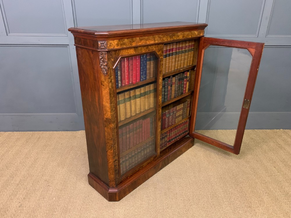 Victorian Burr Walnut Glazed Bookcase View X