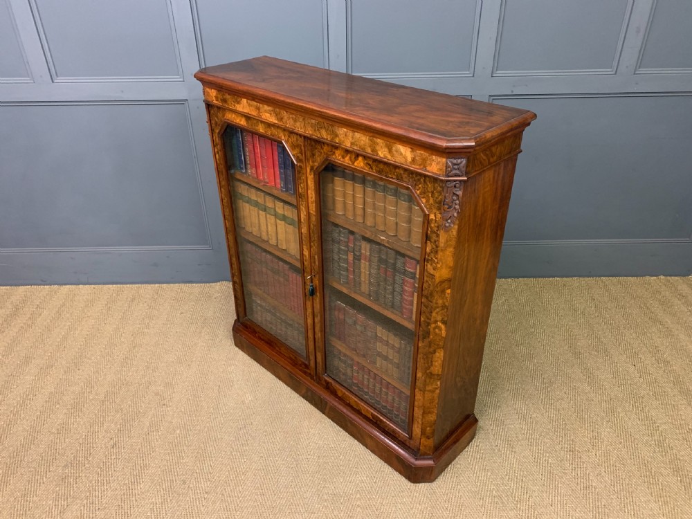 Victorian Burr Walnut Glazed Bookcase View XI