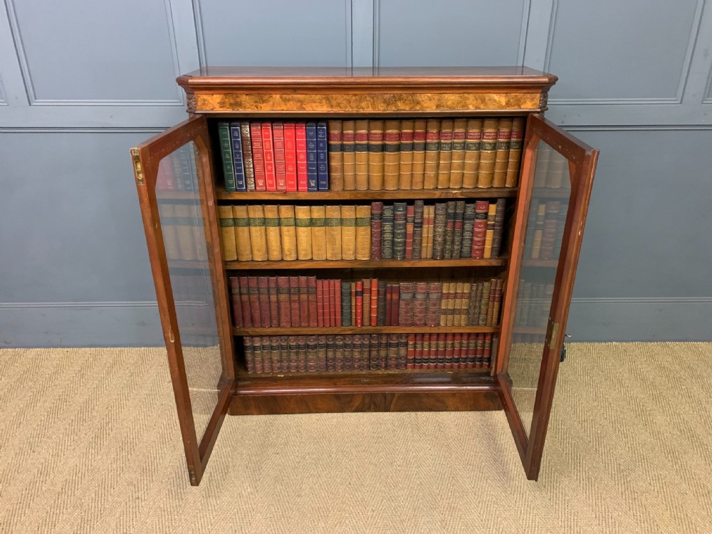 Victorian Burr Walnut Glazed Bookcase View XII