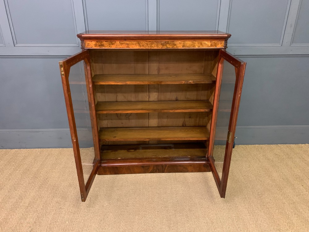 Victorian Burr Walnut Glazed Bookcase View XIII