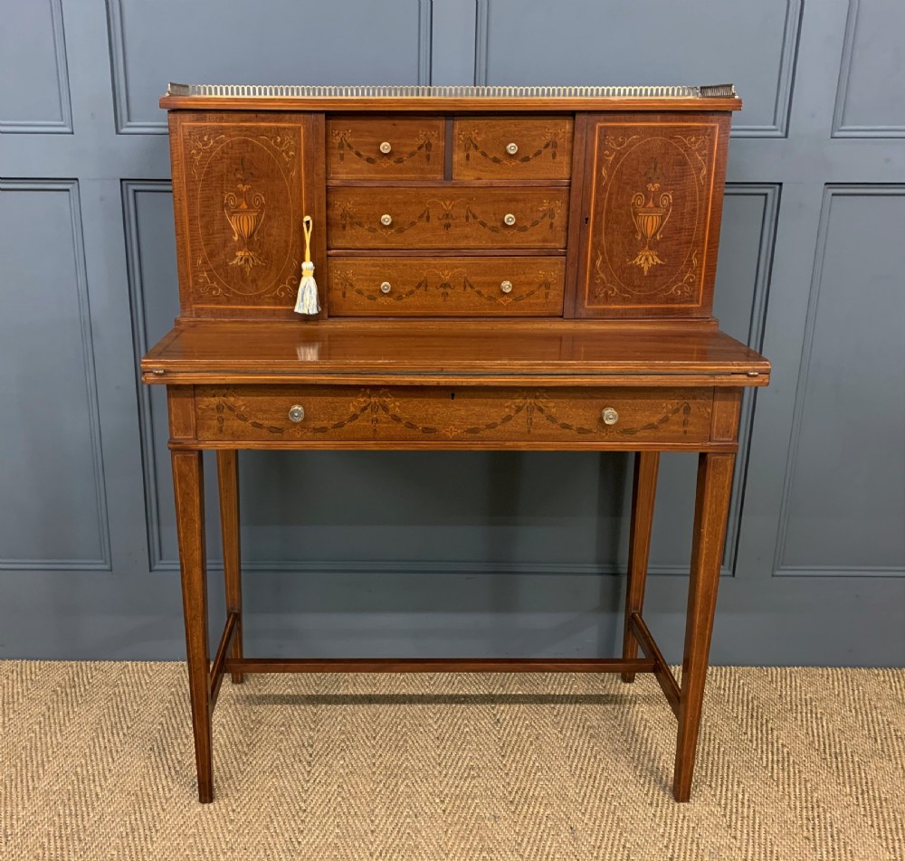 Inlaid Mahogany Bonheur Du Jour by Jas Shoolbred and Co. View III