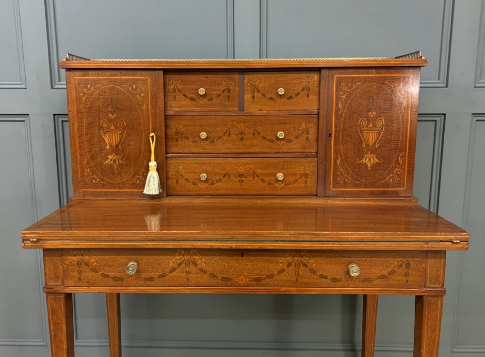 Inlaid Mahogany Bonheur Du Jour by Jas Shoolbred and Co. View VII
