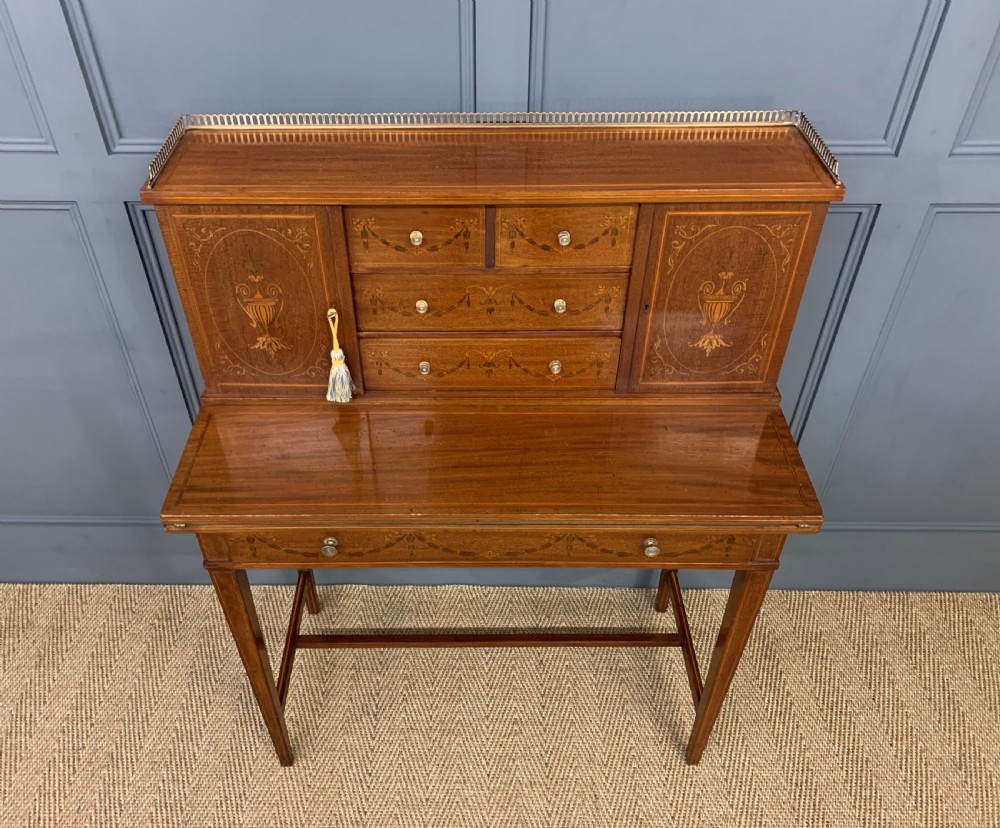 Inlaid Mahogany Bonheur Du Jour by Jas Shoolbred and Co. View VIII