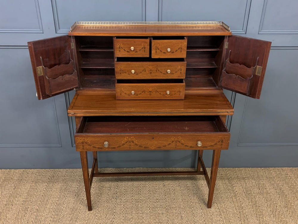 Inlaid Mahogany Bonheur Du Jour by Jas Shoolbred and Co. View X
