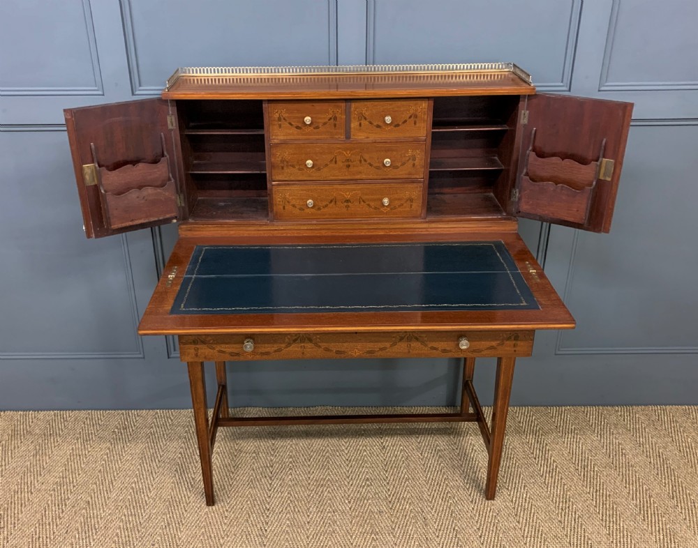 Inlaid Mahogany Bonheur Du Jour by Jas Shoolbred and Co. View XII