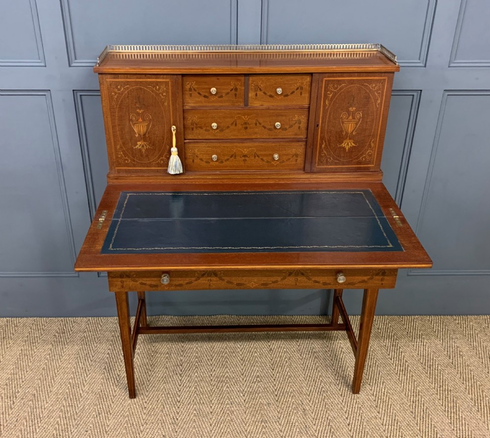Inlaid Mahogany Bonheur Du Jour by Jas Shoolbred and Co. View XIII