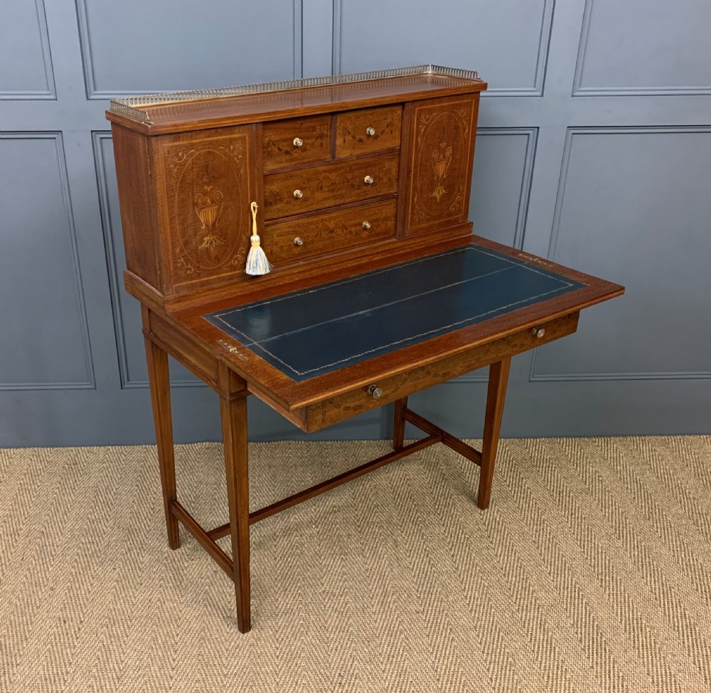 Inlaid Mahogany Bonheur Du Jour by Jas Shoolbred and Co. View XVII