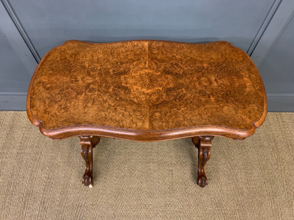 Victorian Burr Walnut Stretcher Table View III
