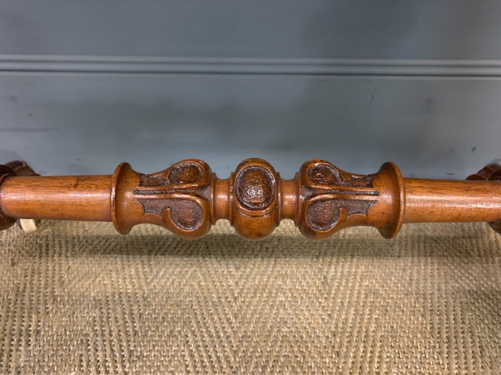Victorian Burr Walnut Stretcher Table View IV