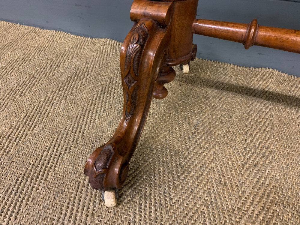 Victorian Burr Walnut Stretcher Table View V