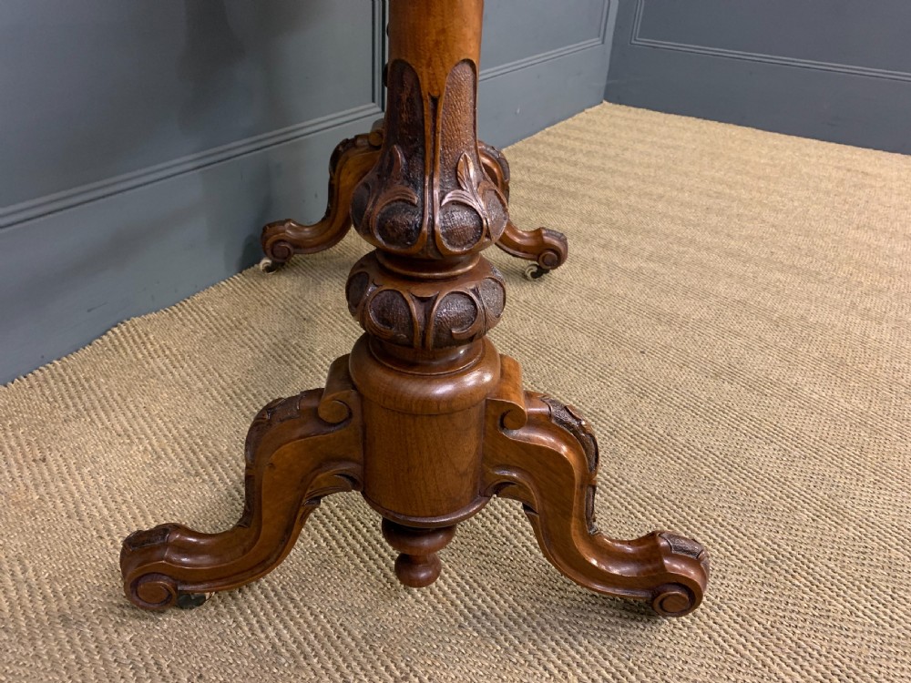 Victorian Burr Walnut Stretcher Table View VIII