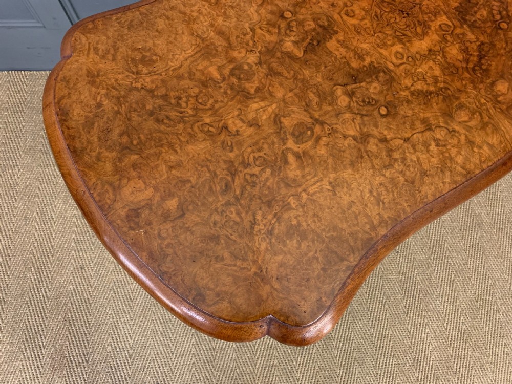 Victorian Burr Walnut Stretcher Table View X