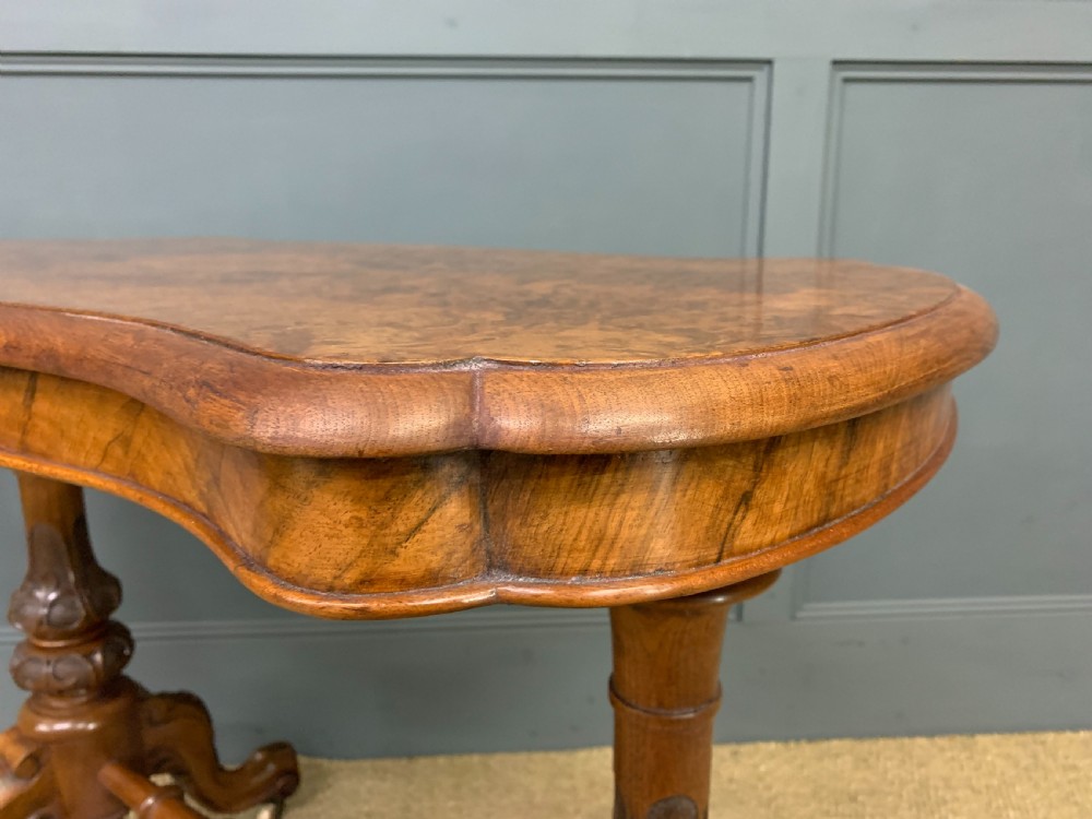 Victorian Burr Walnut Stretcher Table View XII