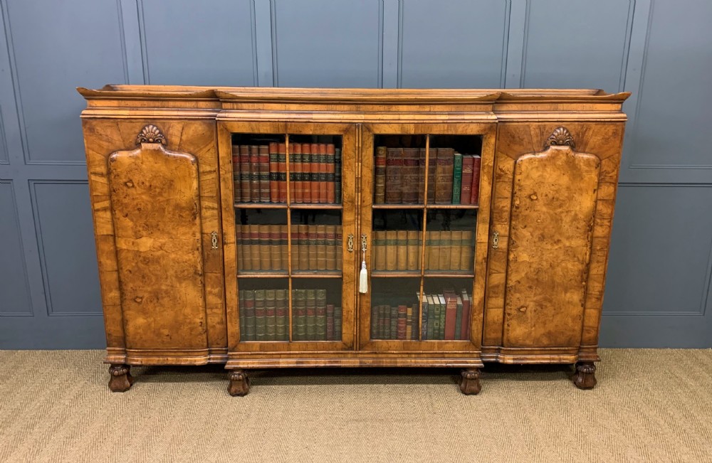 Large Burr Walnut Bookcase View II