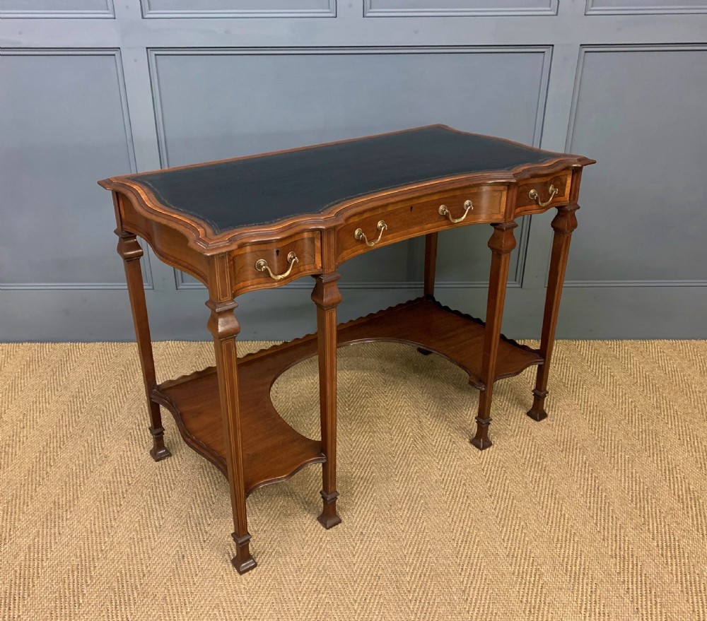 Serpentine Shaped Inlaid Mahogany Writing Table