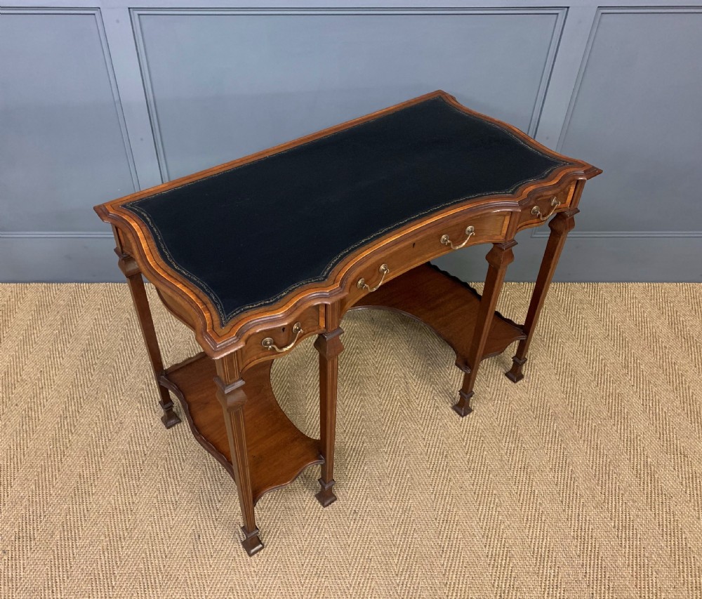 Serpentine Shaped Inlaid Mahogany Writing Table View X