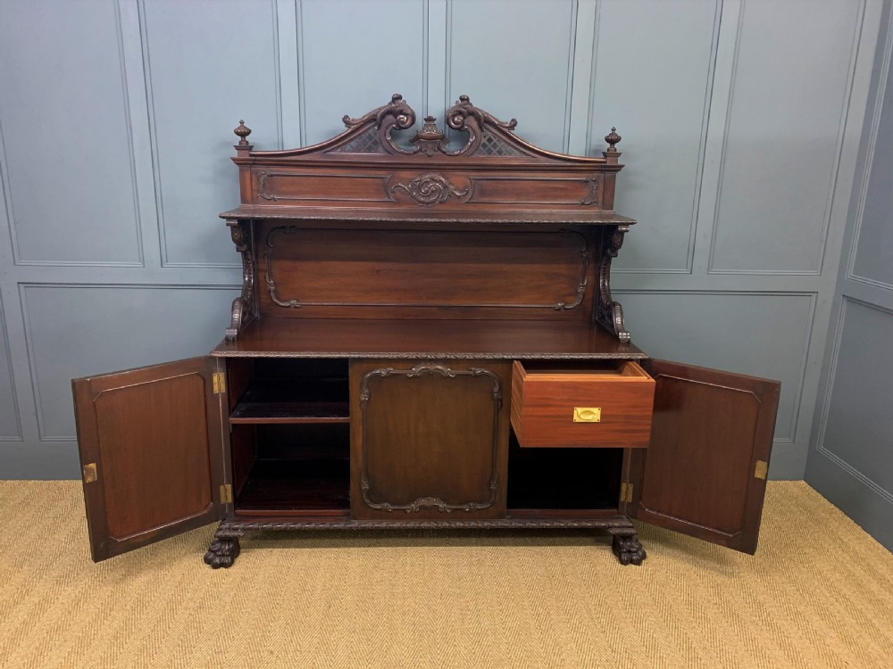 Late Victorian Carved Mahogany Chiffonier View IX