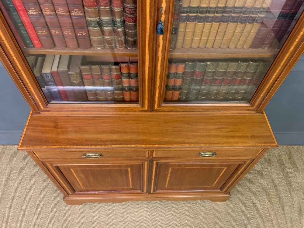 Edwardian Inlaid Mahogany Bookcase View VII