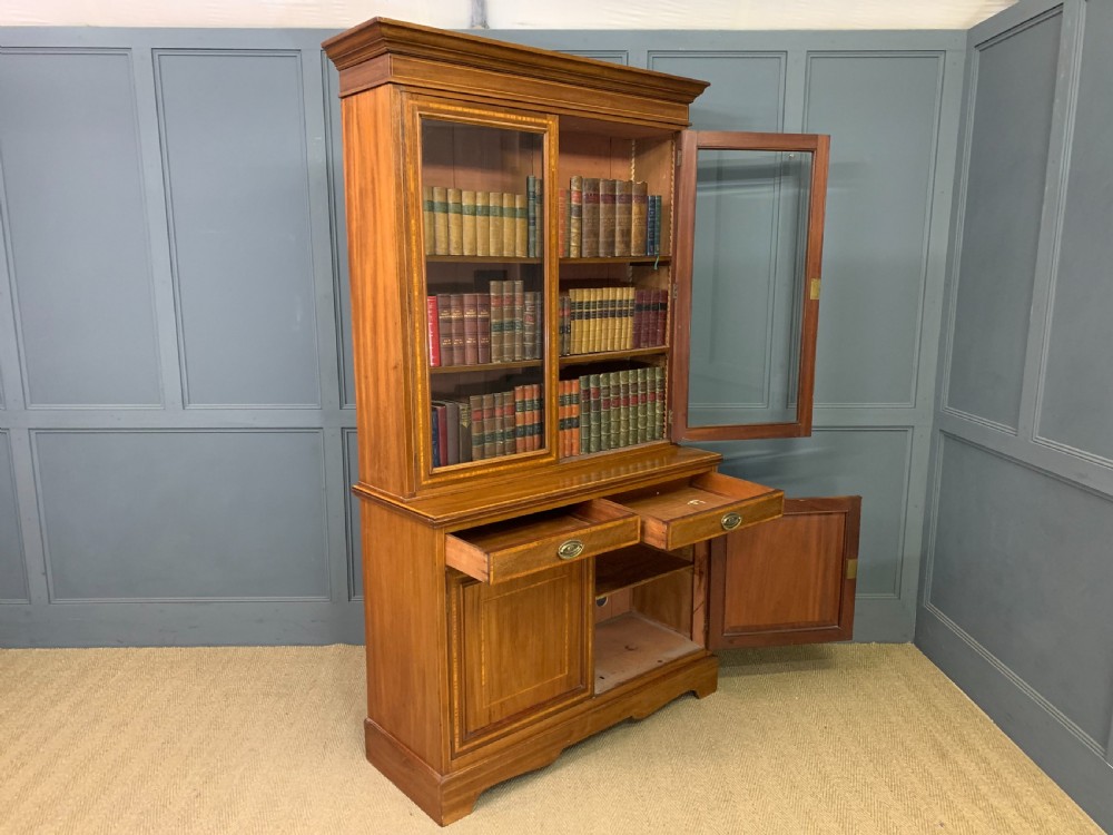 Edwardian Inlaid Mahogany Bookcase View XIII