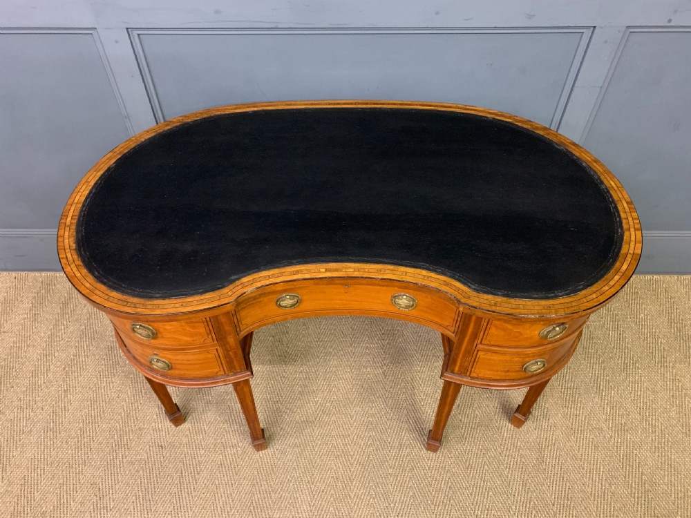 Inlaid Satinwood Kidney Shaped Desk View III