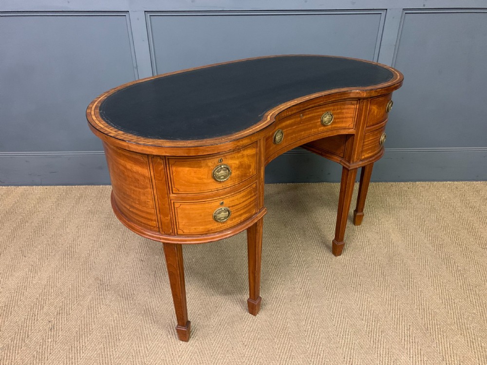 Inlaid Satinwood Kidney Shaped Desk View X
