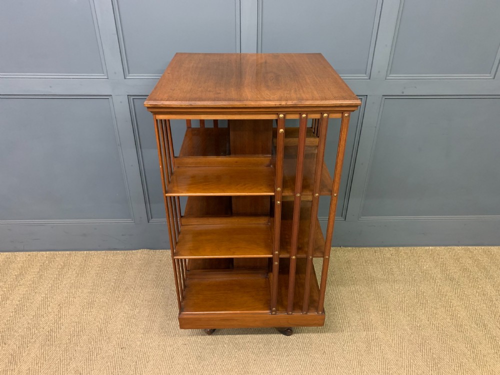 Large Sized 3 Tier Walnut Revolving Bookcase View III