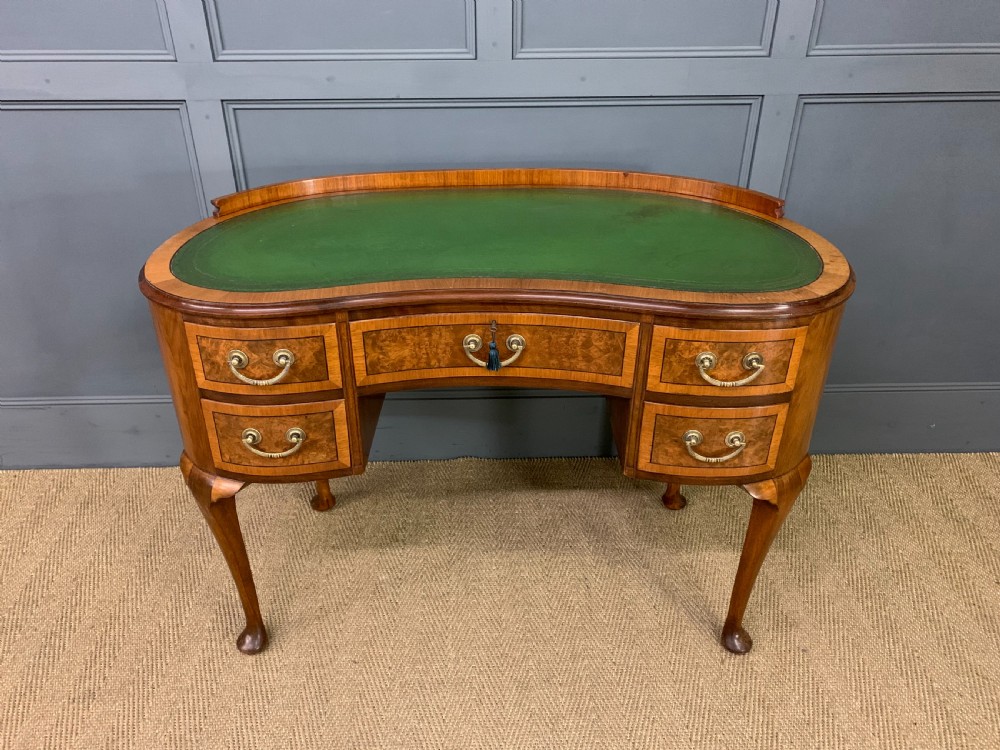 Burr Walnut Kidney Shaped Desk