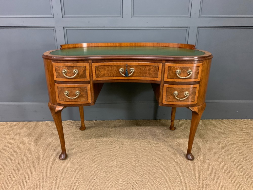 Burr Walnut Kidney Shaped Desk View II