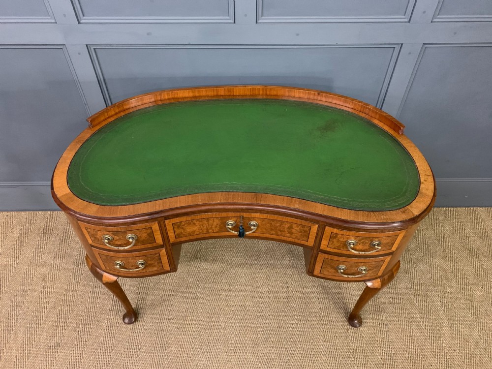 Burr Walnut Kidney Shaped Desk View III
