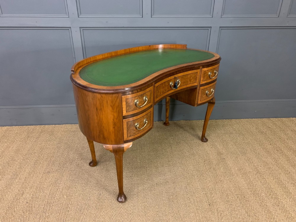Burr Walnut Kidney Shaped Desk View VII