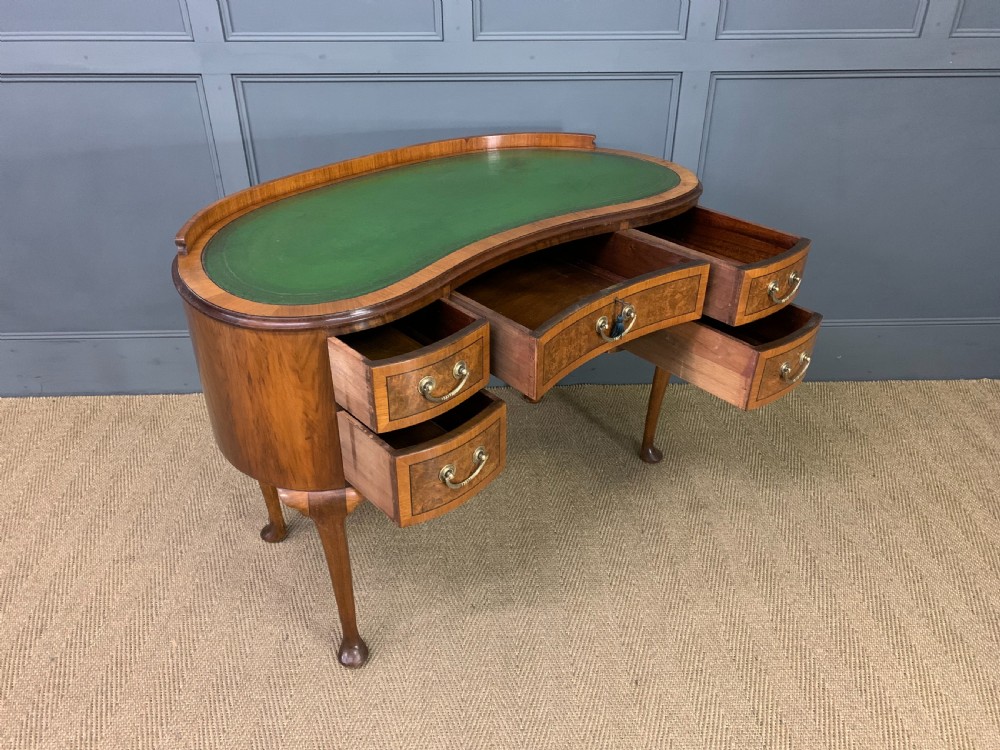 Burr Walnut Kidney Shaped Desk View X