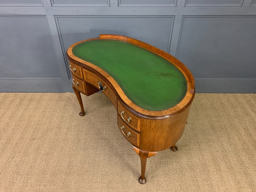Burr Walnut Kidney Shaped Desk View XI