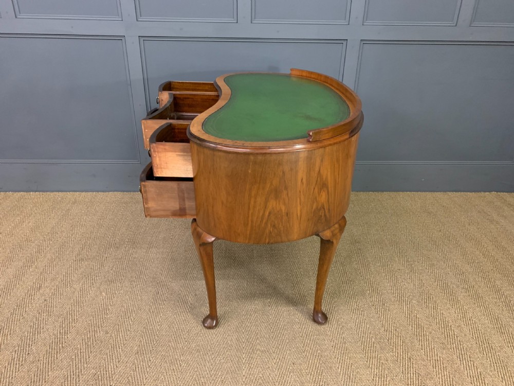Burr Walnut Kidney Shaped Desk View XII
