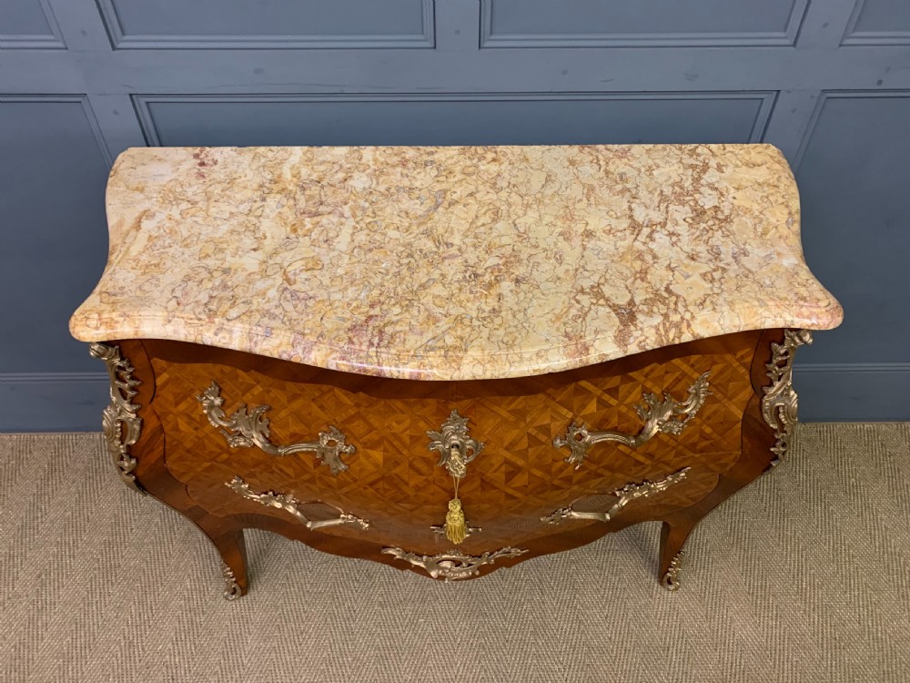 French Parquetry Inlaid Bombe Commode View III