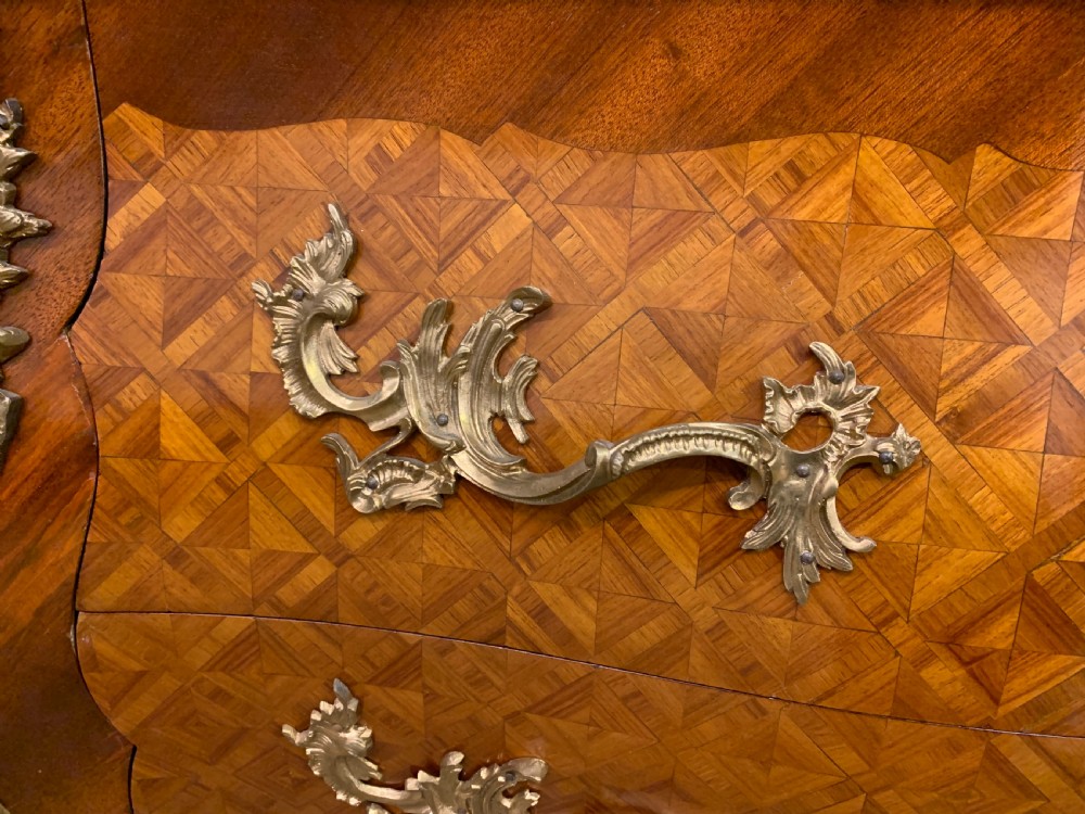 French Parquetry Inlaid Bombe Commode View VI