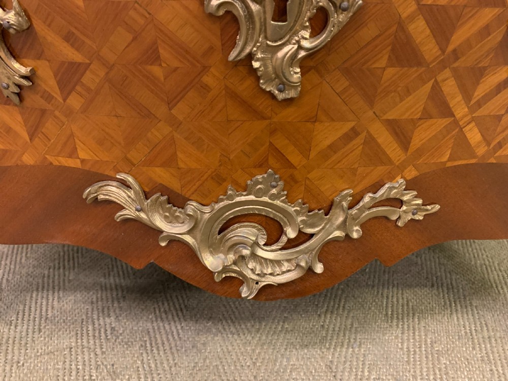 French Parquetry Inlaid Bombe Commode View VIII
