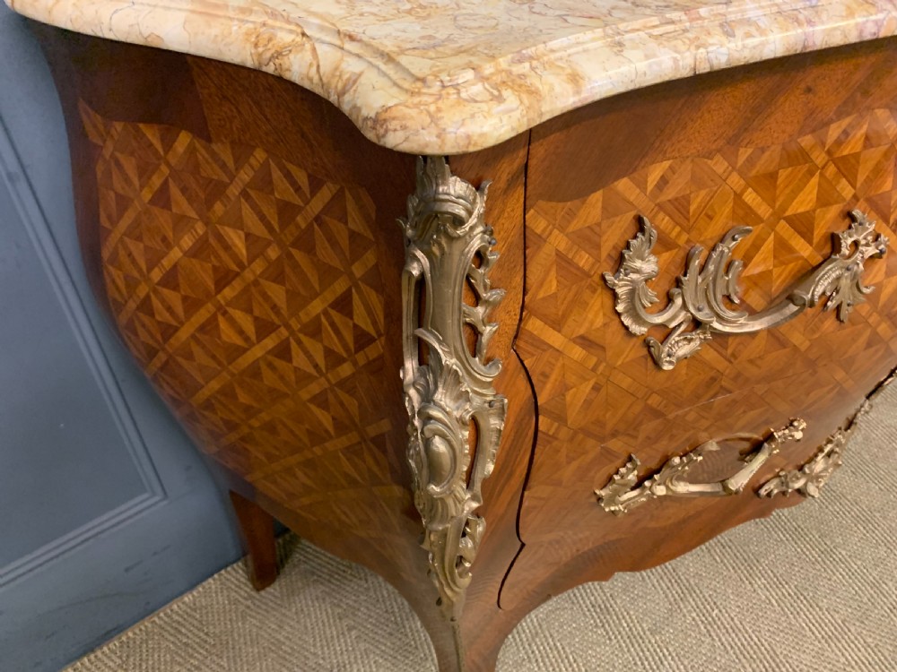 French Parquetry Inlaid Bombe Commode View IX