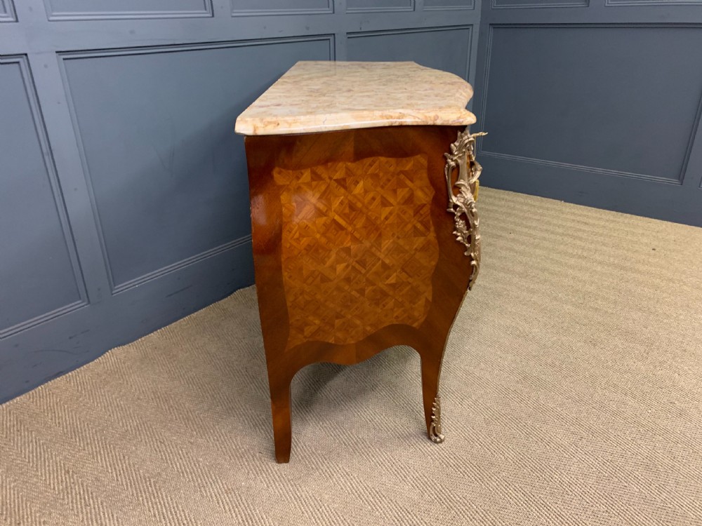 French Parquetry Inlaid Bombe Commode View XII