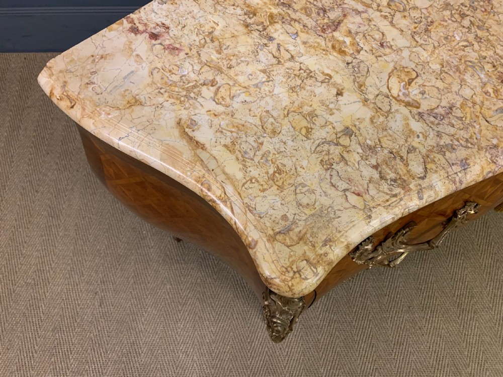 French Parquetry Inlaid Bombe Commode View XIII