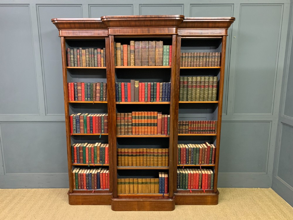 Victorian Mahogany Break Front Open Bookcase View II