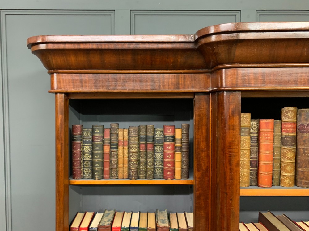 Victorian Mahogany Break Front Open Bookcase View III
