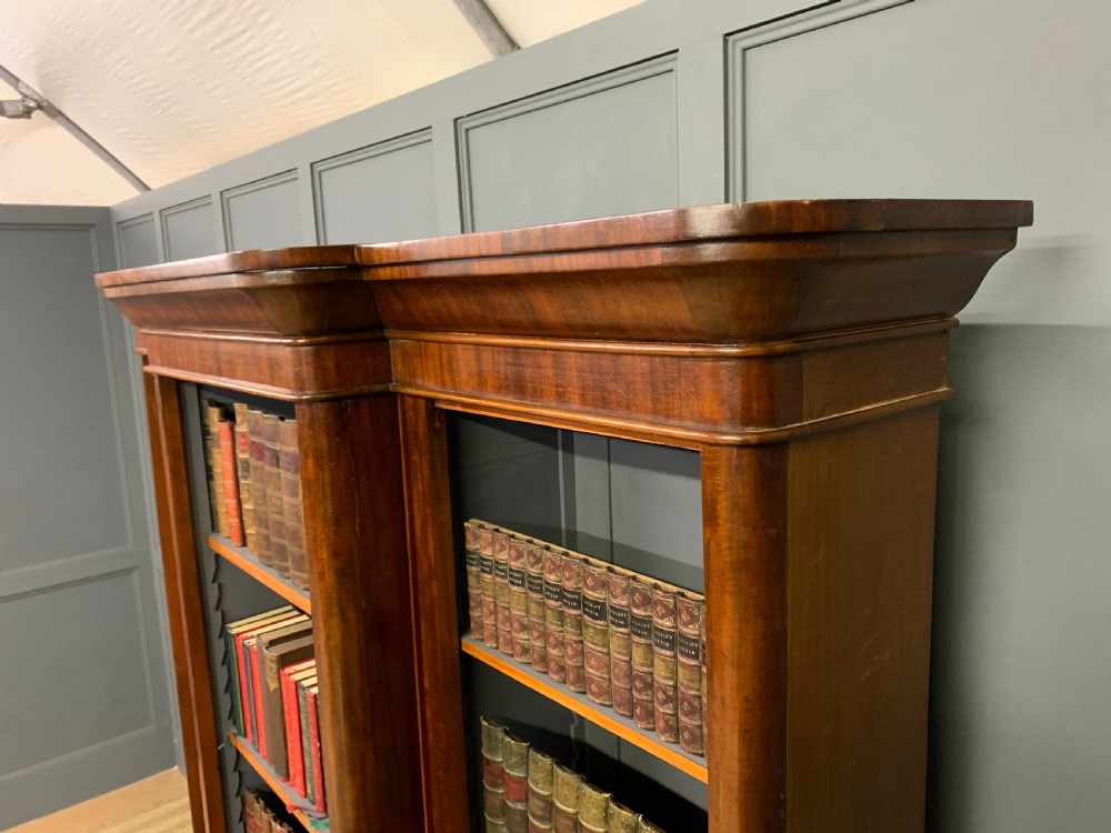 Victorian Mahogany Break Front Open Bookcase View VII