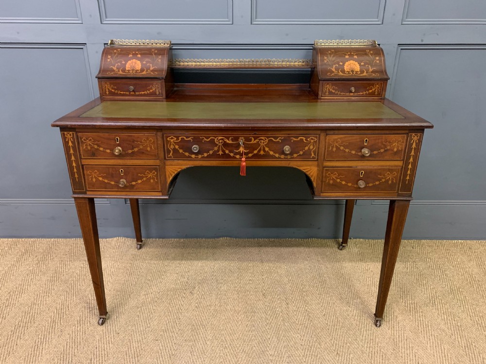 Edwardian Inlaid Mahogany Writing Desk View II