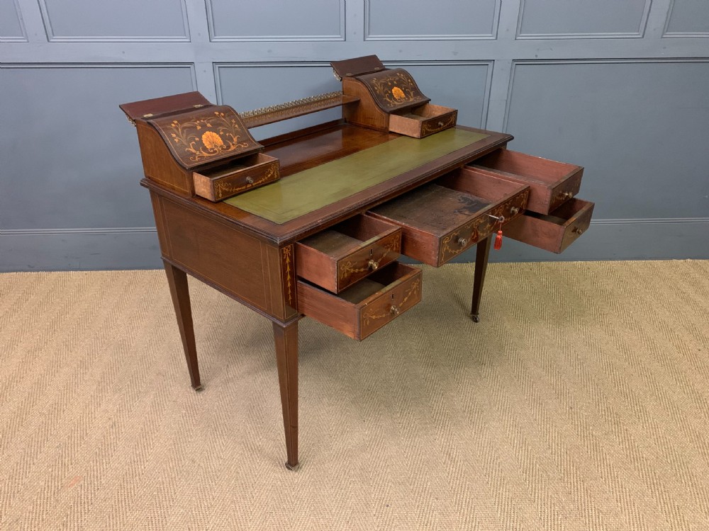 Edwardian Inlaid Mahogany Writing Desk View XI