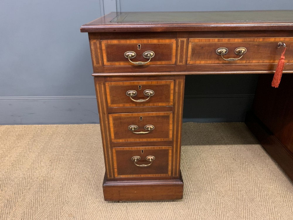 Inlaid Mahogany Pedestal Desk View IV